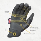 Paire de gants en cuir DIRTY RIGGER - spécial travail sur corde - XL