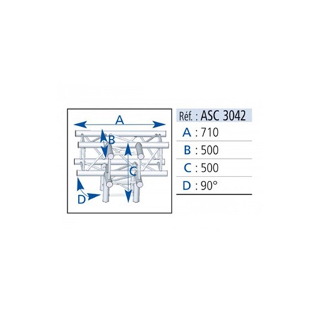 Angle droit 4 départs 3D pied structure SC300 ASD, couleur ALU