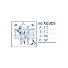 Angle droit 5 départs 3D pied central structure SC300 ASD, couleur ALU