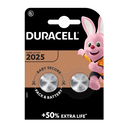 Lot de 2 piles bouton lithium DURACELL 3V CR2025