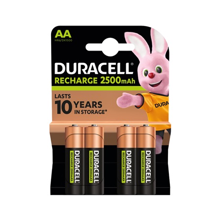 Blister de 4 piles NiMH rechargeables 1.2V HR6 AA 2500mAh Duracell