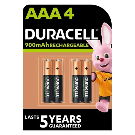 Blister de 4 piles NiMH rechargeables HR3 AAA 900mAh DURACELL