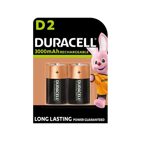 Blister de 2 piles NiMH rechargeables D 3000mAh DURACELL