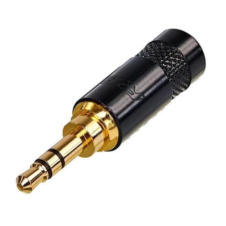 Fiche Minijack 3,5mm stéréo mâle dorée REAN NYS231BG - Corps noir