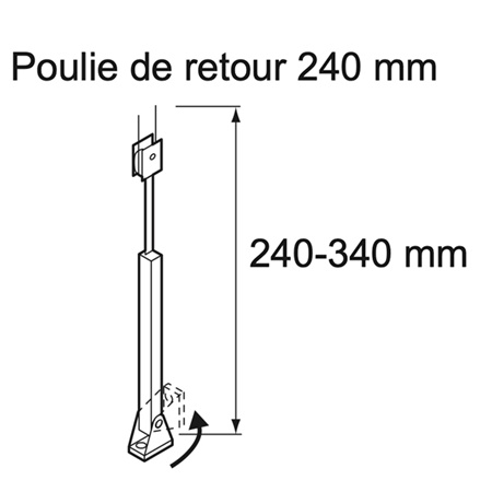 Poulie tendeur 240mm blanc pour SUPERTRAC ou THEATRAC à tirage cordon