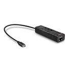 Adaptateur USB 3.1 type C mâle - Ethernet Gigabit RJ45 et 3 USB 3.0