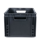 Bac ''EU'' en polypropylène BLACKCASE - 400x300x230mm - Noir 27,6l
