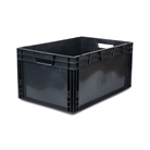 Bac ''EU'' en polypropylène BLACKCASE - 600x400x290mm - Noir 69,6l