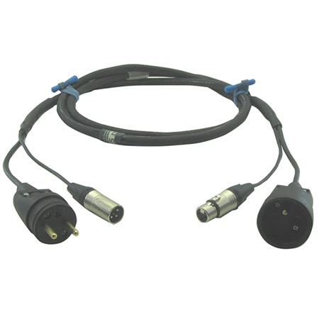 Cordon hybride Power DMX 512 XLR 3 Neutrik + PC 10/16 NF - 1m