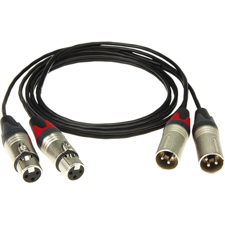 Cordon multipaire 2 paires analogique 2 XLR3 mâle - 2 XLR3 femelle 1m