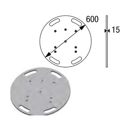 Embase lourde noire 33kg diamètre 60cm pour structures ASD