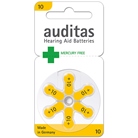 Lot de 6 piles 1.4V AUDITAS ZA 10 pour oreillette type Phonak