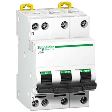 Disjoncteur 3P+N 6KA DT40 courbe C 6A SCHNEIDER A9N21063