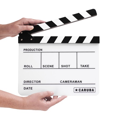Clap de cinéma noir plastique PVC blanc pour feutre effaçable Velleda