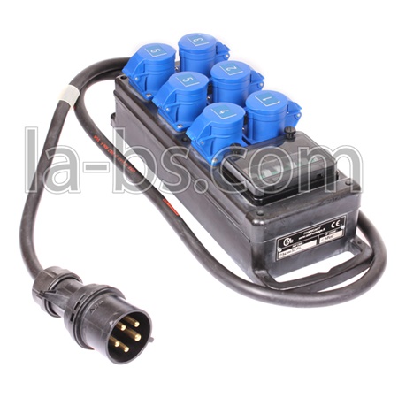 Coffret tétra 32A équipé de 6 socles P17 16A mono