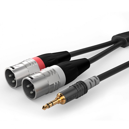 Cordon 2 XLR 3 mâle - MiniJack 3,5mm stéréo mâle pour Smartphone 1,5m