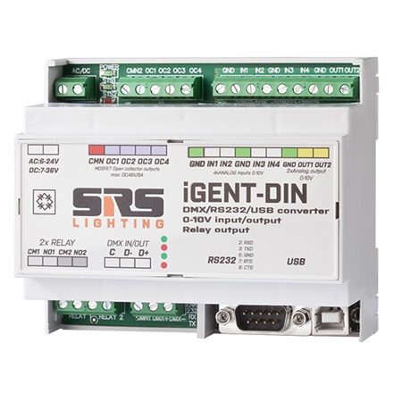 Convertisseur DMX/RS232/RS422 sur rail DIN SRS Lighting