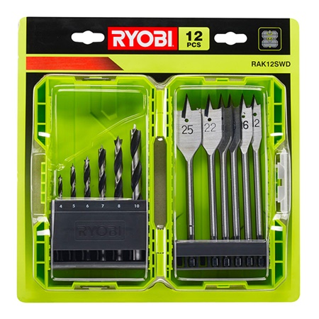 Coffret empilable perçage bois 12 accessoires - RYOBI