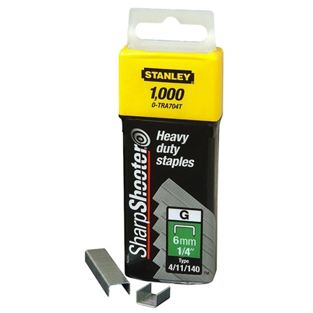 Agrafes 6mm type G - boîte de 1000pcs - STANLEY