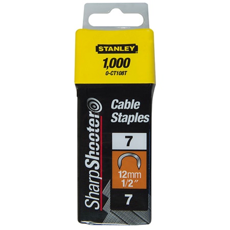 Agrafes cavaliers 12mm type 7 - boîte de 1000pcs - STANLEY