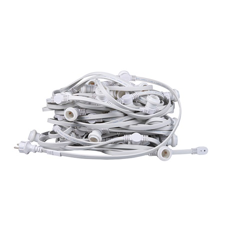 Guirlande foraine plate E27 - 30m - 60 douilles - Blanche - BE1ST PRO