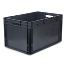 Bac ''EU'' en polypropylène BLACKCASE - 600x400x340mm - Noir 81,6l