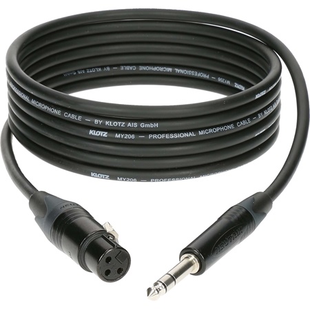 Cordon XLR 3 femelle - JACK Stéréo mâle - longueur 1m
