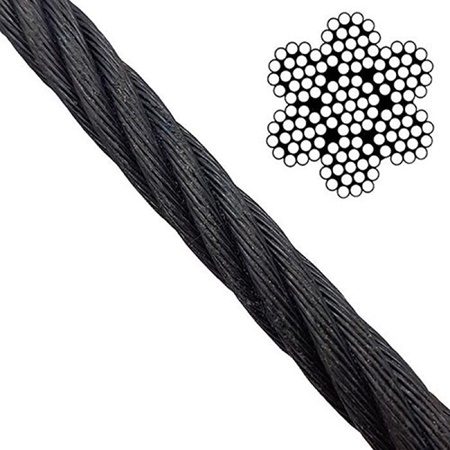 Câble noir 5mm longueur 50m Rupture 17,74kN/1808 KG RIGLIFT