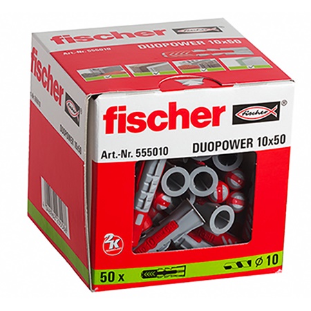 Boite de 50 Chevilles bi-matière DUOPOWER 10 x 50 sans vis - FISCHER