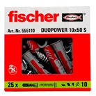 Kit de 25 Chevilles bi-matière DUOPOWER 10 x 50 AVEC vis - FISCHER