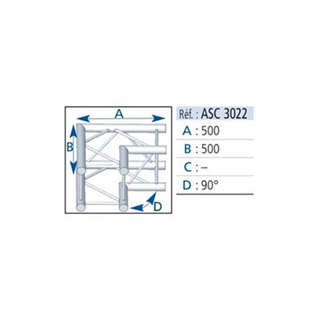 Angle droit 2 départs 90° structure SC300 ASD, couleur NOIR