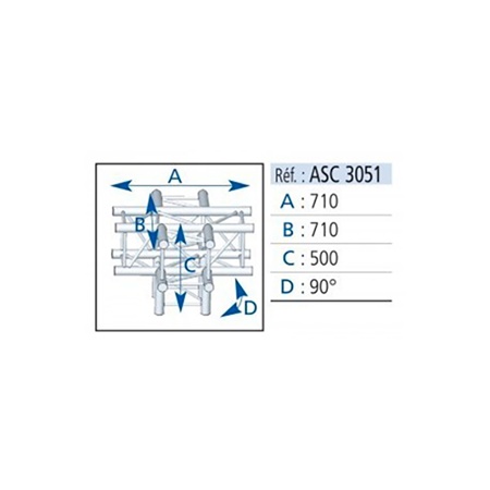 Angle droit 5 départs 3D pied central structure SC300 ASD couleur NOIR