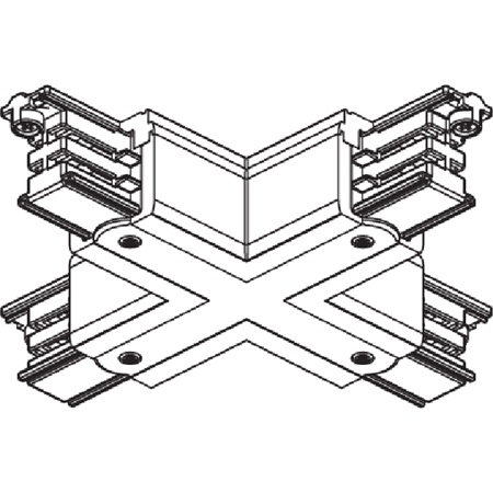 Angle 4 départs en X pour rail 3 allumages gris NORDIC ALUMINIUM