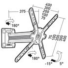 Support mural inclinable et orientable ERARD PRO pour moniteur LCD