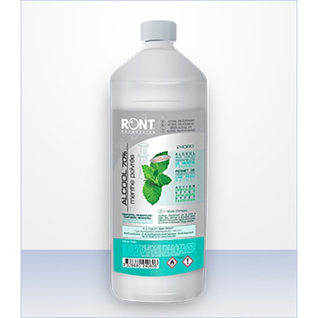 Bidon Recharge 1L Alcool Isopropylique 70 % Menthe Poivrée - RONT