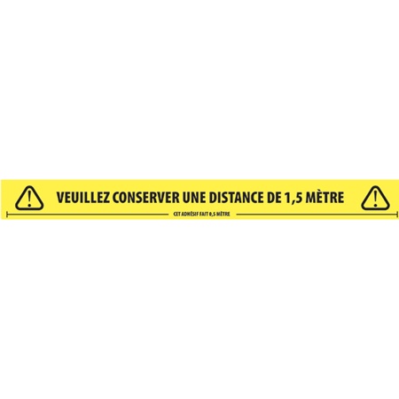Ruban adhésif PVC Distanciation - 50mm x 50m Noir/Jaune
