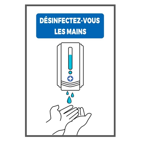 Affiche en carton A4 Désinfectez-vous les mains