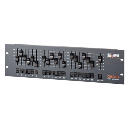 Pupitre de commande DMX 18 circuits + master + flashs SRS rackable