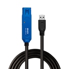 Cordon/Rallonge USB 3.0 active A/A LINDY - Longueur : 15m - Noir