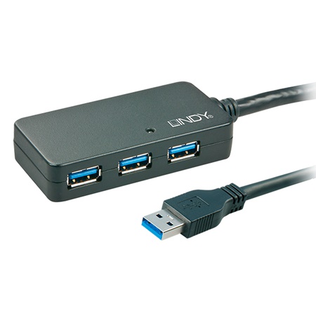 Hub USB 3.0 actif 3 ports USB A monté sur cordon USB 10m LINDY