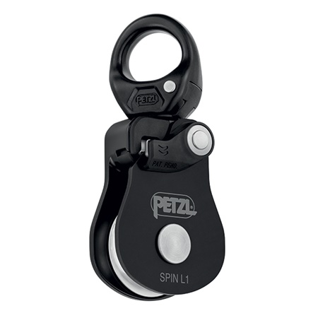 Poulie simple à très haut rendement avec émerillon PETZL Spin L1 noire