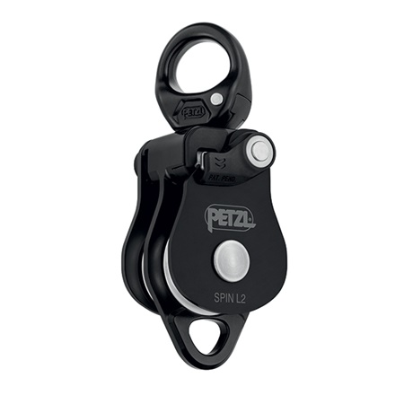 Poulie double à très haut rendement avec émerillon PETZL Spin L1 noire