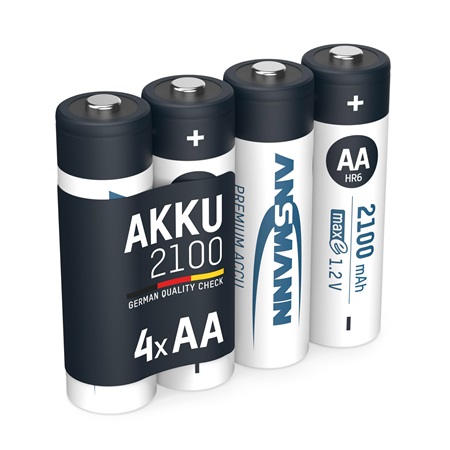 Blister de 4 accumulateurs AA ANSMANN - 2100mAh, 1,2V