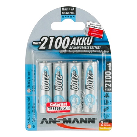 Blister de 4 accumulateurs AA ANSMANN - 2100mAh, 1,2V