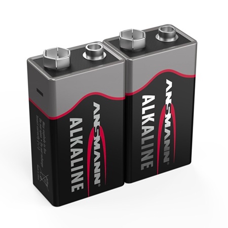 Lot de 2 piles 9V 6LR61 - E - Alcaline Ansmann