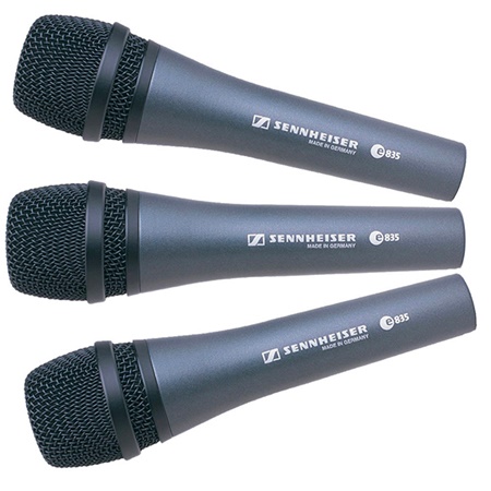 Pack de 3 micros E835 Sennheiser avec pinces et pochettes