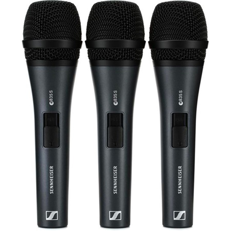 Pack de 3 micros E835-S Sennheiser avec pinces et pochettes