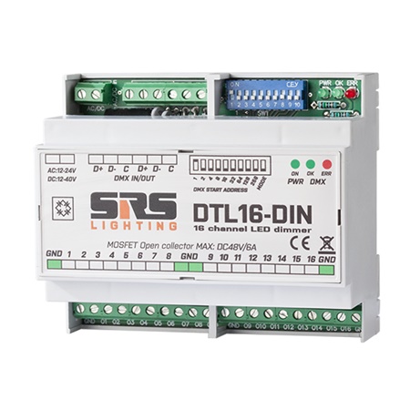 Driver / dimmer SRS 16 canaux sur rail DIN pour strips led 