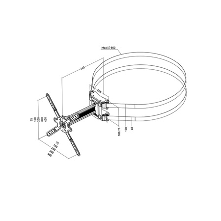 Support LCD VESA 400 pour fixation sur poteau ou pilier ERARD PRO