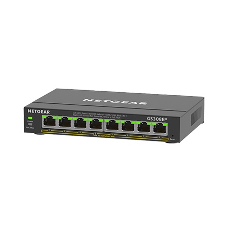 Switch Ethernet 8 ports Gigabit NETGEAR GS308 manageable PoE+